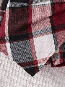Elladie kids Young Girl Wine Red Knit Long Sleeve + Plaid Asymmetrical Skort (Includes Hat) Set Suitable For Late Autumn, Early Winter, Early Spring - Burgundy - View 6
