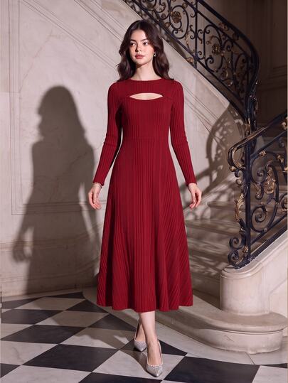 SHEIN Teen Girl Minimalist Tight Fashion Party Prom Formal Occasion Wedding Elegant Lady Evening Dress Graduation Ball Dinner Cocktail Cruise Christmas Red