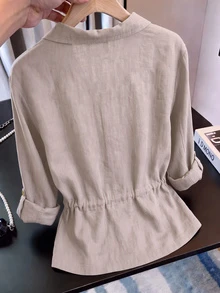SHEIN Franclia Tops casuales de mujer, Chaquetas casuales de mujer, Abrigos casuales de mujer, Abrigos largos de fiesta de mujer, Ropa de abrigo casual de mujer, Ropa de abrigo para ir al trabajo de mujer, Chaquetas utilitarias casuales con cintura ceñida de mujer, Abrigos de invierno de mujer, Chaquetas casuales de mujer, Chaquetas de invierno de mujer, Camisas casuales de mujer - Caqui - Ver 2