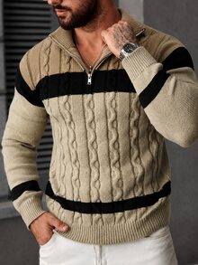 Manfinity Homme Men's Colorblock Casual Daily Wear Long Sleeve Sweater - Multicolor - View 1