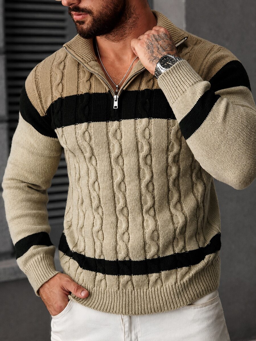 Manfinity Homme Men's Colorblock Casual Daily Wear Long Sleeve Sweater - Multicolor - View 1