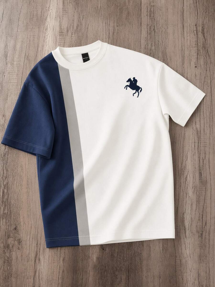 Manfinity Joysei Plus Size Men's Knight Graphic Casual Daily Short Sleeve T-Shirt - Multicolor - View 1
