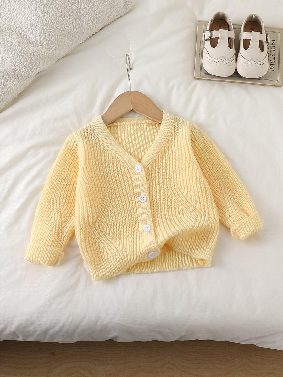 Souflis Souflis Baby Girl Solid Color Casual Versatile Daily Wear Cardigan - Yellow - View 1