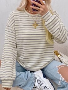 Kids Tween Girls Casual Crew Neck Drop Shoulder Thermal Lined Autumn Sweatshirt - Multicolor - View 7