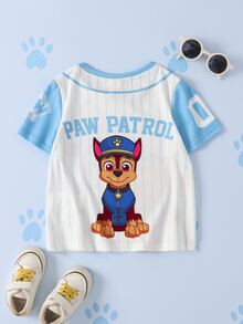 SHEIN | PAW Patrol Young Boy Cartoon Print Short Sleeve Crew Neck T-Shirt - Blue - View 2