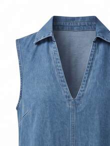 SHEIN Women's Summer Casual Sleeveless Denim Dress - Medium Wash - View 5