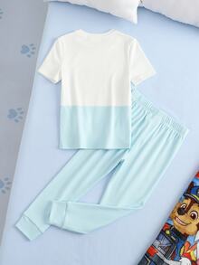 SHEIN | PAW Patrol Young Boy Cartoon Print Long Sleeve Top And Pants Casual Daily Home Sleepwear Set - Blue - View 2