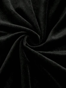LUMIGAL Women's Velvet Plain Color See-Through Patchwork High Collar Hip Dress Versatile Party - Black - View 3