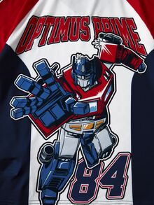 Transformers X SHEIN Tween Boy Letter Print Raglan Short Sleeve T-Shirt And Shorts Set Gen - Blue - View 6