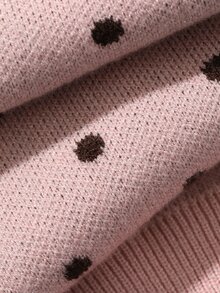 DAZY Women's Asymmetrical Shoulder Polka Dot Casual Cardigan - Pink - View 8