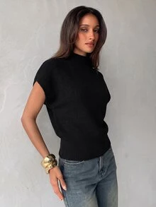 Aloruh Women's Minimalist Casual Basic Knit Top - Black - View 7