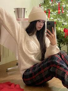 DAZY Women's Round Neck Bowknot Long Sleeve Sweater, Autumn/Winter - Apricot - View 7
