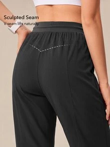 OutZeal Women Sports Pants Casual Work Quick-Dry Elastic Waist Adjustable Hem Cropped Trousers - Dark Grey - View 4