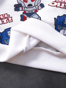 Transformers X SHEIN Baby Boy Crew Neck Long Sleeve Sweatshirt And Sweatpants Set Gen - Apricot - View 7