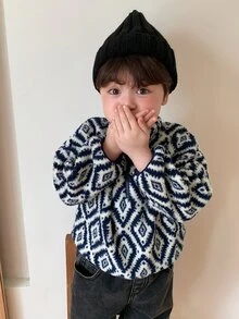 Dazy Kids Infant (Boy) Autumn/Winter Diamond Grid Long Sleeve Sweatshirt - Grey - View 7