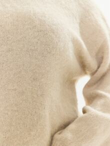 MUSERA Sweater Crewneck Model Longgar Warna Krem, Pakaian Rajut Kasual, Keren, Dasar, Musim Gugur, Musim Dingin - Khaki - View 6
