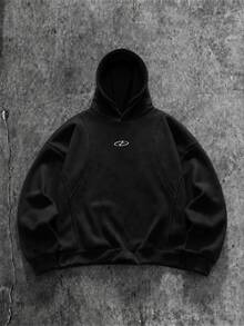 AXEPEAK Men's Fashion Embroidered Long Sleeve Hoodie, Versatile For Daily Wear - Black - View 6