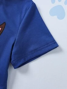 SHEIN | PAW Patrol Young Boy Round Neck Short Sleeve T-Shirt And Shorts Set - Blue - View 6