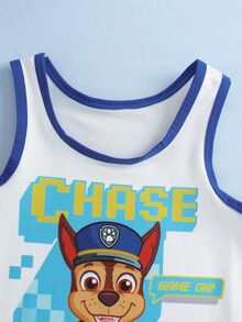SHEIN | PAW Patrol ملابس علوية كاجوال يومية للأولاد الصغار بطبعة كرتونية وحروف - أبيض - مشاهدة 3