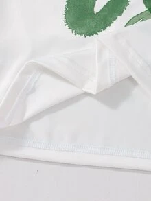 Sparklyn 少女花卉印花短袖T恤與長褲休閒日常套裝 - 綠色 - 查看 3