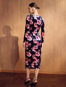 MOTF PREMIUM GAUN PESTA KASUAL WANITA DENGAN MOTIF BUNGA DAN RENDA PATCHWORK - MultiWarna - View 3