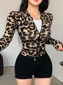 DAZY Teen Girl Fall Clothes Teen Girls Slim Fit Jacket Basic Top Casual Autumn - Brown - View 4