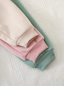 Cozy Pixies 兒童女童字母圖案針織柔軟圓領長袖套頭運動衫＋鬆緊腰長褲 6件套，百搭舒適 - 彩色 - 查看 6