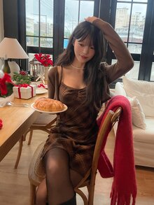 DAZY Women's Cami Dress With Casual Jacket 2 Pieces Set, Mid-Length - Coffee Brown - View 5