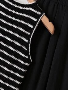 Rusticease Women's Striped Round Neck Tank Top And Wide Leg Pants Casual 2 Pieces Set - Black - View 5
