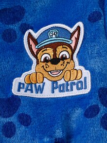 SHEIN | PAW Patrol 1件 秋冬男童聯名款可愛小狗爪印與3D耳朵刺繡貼布皇家藍法蘭絨抓絨連帽長袖睡衣，冬季款 - 寶藍色 - 查看 6