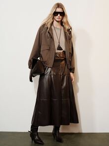 Aveloria Modichic Women's Casual Commuter Elegant Loose Fit Comfortable Top Jacket With Hood Drawstring Design, Cinched Waist, Dropped Shoulders And Long Sleeves - Coffee Brown - View 4