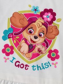 SHEIN | PAW Patrol Young Girl Letter Cartoon Print Casual Daily Summer Dress - White - View 4
