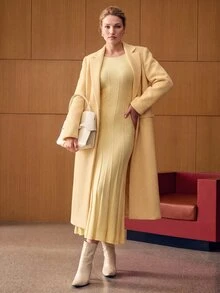 MOTF PREMIUM PLUS SIZE WOMEN SOLID COLOR CASUAL EVERYDAY SUMMER DRESS - Yellow - View 1