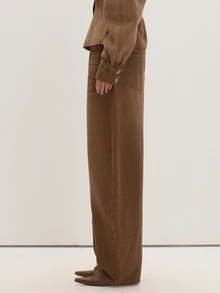 MUSEYN Brown Washed Denim Barrel Leg Jeans Timeless Date Night Tailored Casual Everyday New Season Fall - Brown - View 3