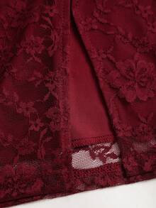 Sweetra Y2K Sexy Elegant Lace Commuter Side Waist Drawstring Versatile Party Dress - Burgundy - View 4