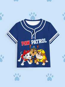 SHEIN | PAW Patrol Young Boy Letter Cartoon Print Casual Daily Short Sleeve T-Shirt - White - View 7