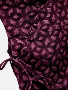Nöista Atasan Lengan Pendek Asimetris Motif Geometris. Musim Panas, Gugur, Gaya Kasual Chic, Jalan-jalan, Pesta. - Purple - View 6