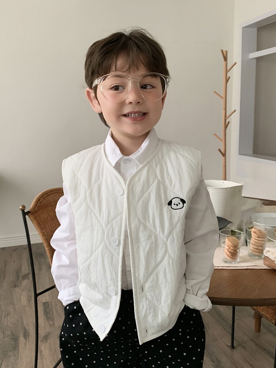 Baby Boy Diamond Quilted Embroidered Vest Jacket