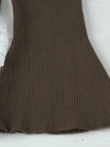 GlowEve CURVE Plus Size Women's Lace Patchwork Casual Daily Cardigan - Coffee Brown - View 7