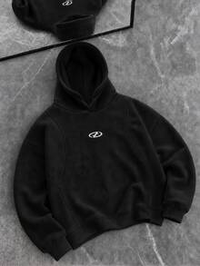 AXEPEAK Men's Fashion Embroidered Long Sleeve Hoodie, Versatile For Daily Wear - Black - View 1
