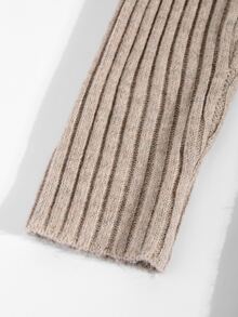 Velvienne Đầm len dệt kim cổ nơ mềm mại size lớn - Màu Khaki - Xem 4