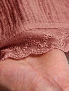 CosyJoli Plus Size Women's Lace Blouse, White Top, Spring/Summer Casual Women's Blouse Fall - Pink - View 5