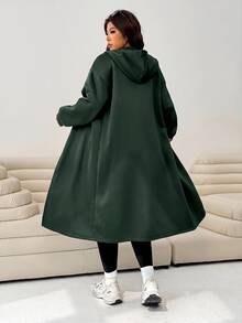 Solflare Women's Plus Size Zipper Pocket Long Sleeve Hooded Jacket - Army Green - View 2