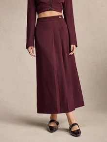 BizChic Women's Solid Color Casual Versatile Daily Skirt - Burgundy - View 4