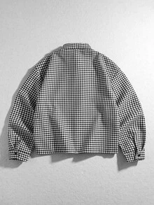 ROMWE MEN Men's Loose Plaid Shirt With Tie - Multicolor - View 3