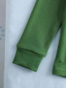 SHEIN | PAW Patrol 小男孩卡通印花長袖上衣與內搭褲居家服套裝 - 綠色 - 查看 5