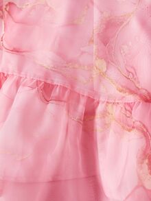 SHEIN MOD Gaun Musim Panas Elegan Ukuran Plus dengan Motif Marmer, Tali Bahu Tipis, dan Rok Bertingkat - Berwarna merah muda - View 4