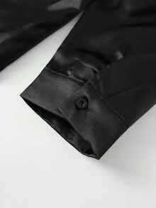ROMWE MEN 男士解構領鬆款長袖襯衫 - 黑色 - 查看 6