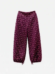Nöista All-Over Print Wide-Leg Pants With Relaxed Fit. Summer, Fall, Resort, Travel, Casual Chic Style. - Purple - View 5
