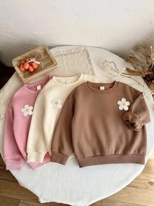SHEIN 女童 3件組 針織素色圓領寬鬆休閒秋冬衛衣套裝 - 彩色 - 查看 7